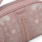 Montana West Wrangler Makeup Bag for Women Small Cosmetic Toiletry Bags Western Paisley Make Up Pouch Durable Cute Travel Purse, Pink