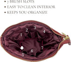 JAZD Travel Makeup Brush Bag Standup Brush Holder Portable Convertible Make up Brush Pouch Cosmetic Case (BURGUNDY)
