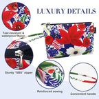 Gloppie Small Makeup Bag for Purse Portable Cosmetic Bag Aesthetic Floral Makeup Pouch Wristlet Pouch for Women Big Red Flower