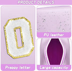 Gifts for Girls Initial Makeup Bag Personalized Cosmetic Bag with Zipper Cute Travel Toiletry Bag Waterproof PU Preppy Makeup Pouch Birthday Gift for Teen Girls Women(Purple O)