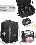 TANTO Makeup Backpack Extra Large Cosmetic Bags Professional Makeup Artist Bag Travel Train Case Storage Organizer Double-Layer Cosmetic Case with 4 Pouch and Brush Organizer