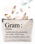 Sufamb Gram Gifts Makeup Bag, Gram Gifts for Mother's Day Birthday from Grandkids Cosmetic Bags, Best Grandma Gift Portable Small Toiletry Bag Zipper Makeup Pouch