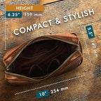 ELIZO Premium REAL Leather Toiletry Bag for Men Dopp Kitt Hanging Mens Toiletry Large TSA Toiletries Bag Shaving Grooming Bag Organizer