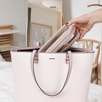 Pinkmik Clear Makeup Bag with Brush Case Travel Toiletry Bag Waterproof Cosmetic Organizer Car Essentials for Women (Pink, M+SLIM-1)