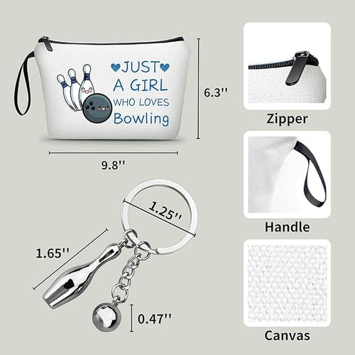 Bowling Party Favors,Bowling Gifts for Women,Makeup Bag With Bowling Keychain,Just A Girl Who Loves Bowling,Bowling Gifts,Graduation Gifts for Her,Bowling Accessories