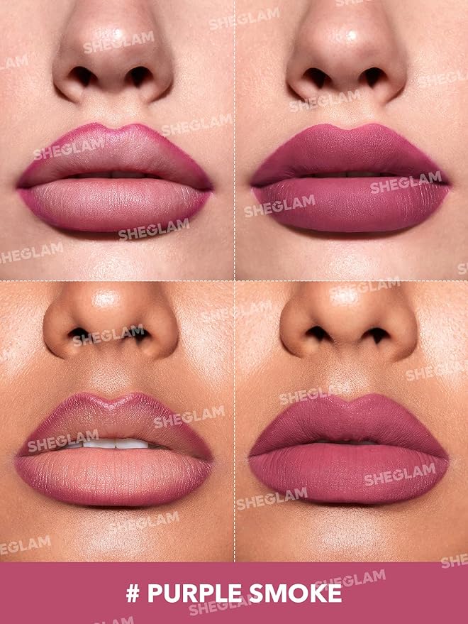 SHEGLAM Lip Liner Creamy Matte Pencil High Pigment Not Easy to Fade Silky Smooth Matte Contour Tint Lip Makeup-Purple Smoke