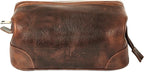 HLC Leather Toiletry Bag for Men - Premium Genuine Leather Dopp Kit Shaving Kit Organizer Travel Kit Pouch Bag - Large Size - Rustic Brown
