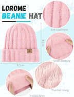 Winter Beanie Hat Scarf Gloves, Warm Fleece Knit Hat Long Scarf Neck Warmer Touch Screen Winter Gloves Set Gifts for Women