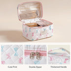 HBselect Quilted Makeup Bag, 3PCS Cotton Large Travel Makeup Bag, Cute Floral Coquette Make up Bag Cosmetic Bag Toiletry Bag for Women Girls
