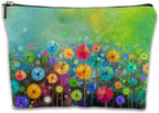 Floral Watercolor Painting Cosmetic Bag Mini Portable Travel Toiletry Bag Organizer Makeup Brushes Aesthetic Accessories Waterproof Storage Bag for Women