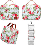 Bosidu Hanging Travel Toiletry Bag,Large Capacity Cosmetic Travel Toiletry Organizer for Women with 4 Compartments & 1 Sturdy Hook,Perfect for Travel/Daily Use/Christmas