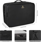 Relavel Extra Large Makeup Case and Makeup Brush Holder Bag, Professional Makeup Organizer, Large Capacity with Adjustable Dividers and Shoulder Strap (Black)