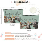Cow Print Stuff,Cow Makeup Bag,Cow Gifts,Western Makeup Bag,Makeup Bags For Women,Cow Print(Green Pu Leather Cosmetic Bag)