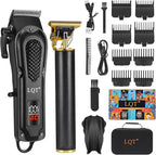 LQT® Men's Professional Hair Clippers Kit，Cordless & Corded Barber Clippers Set，Grooming Rechargeable Beard Trimmer with Adjustable Blade