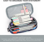 mibasies Boys Pencil Case for Kids, Multi-Slot Pencil Pouch, Galaxy LightGray