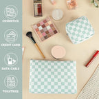 Checkered Makeup Bag, Travel Cosmetic Bag Organizer Toiletry Bag Make Up Bags with Zipper & Compartments for Women Girls, 2PCS