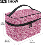 Makeup Bag, Pink Leopard Travel Makeup Organizer Bag Cosmetic Cases Toiletry Bags for Girl Women Ladies