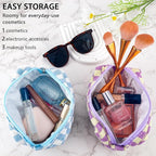 ZLFSRQ 2Pcs Checkered Pencil Case Cute Pencil Pouch for Teens Checkered Makeup Bag Medium Travel Cosmetic Bag Preppy Makeup Pouch for Purse Aesthetic Zipper Toiletry Bags Organizer(Blue/Purple)