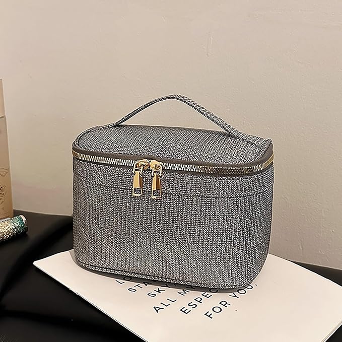 EURYNOME Makeup Bag with Custom Letter N, Water-Resistant Travel Organizer Pouch, (8.3x5.1x5.1 Inch) Cosmetic Case for Women