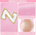 Initial Makeup Bag Personalized Preppy Travel Small Cosmetic Bag Cute PU Pink Chenille Letter Makeup Pouch for Purse Waterproof Zippered Toiletry Organizer for Women Girls Kids Friends (Z)
