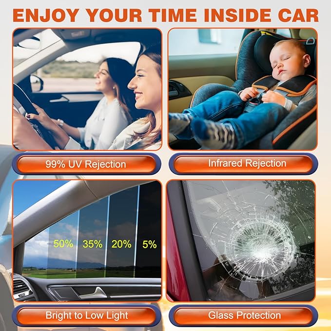 Car Window Tint Film-50% VLT Premium Cabon Tinting Roll | 36IN x 100FT| UV Shielding| Heat Resistance| Enhanced Privacy| Scratch Resistant| Professional Quality Window Tint Film for Auto