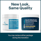 QRxLabs Salicylic & Glycolic Acid Pads (2% Salicylic & 10% Glycolic) - 50 Count Jar - Exfoliating Pads for Acne & Bacne Treatment with Vitamins B5, C & E & Calendula & Green Tea