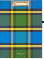 Kate Spade New York Clipboard Folio with Low Profile Clip, Professional Padfolio Includes Lined Notepad, Pen Loop, and Pocket, Grand Plaid Duo