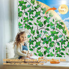 Window Privacy Film Stained Glass Window Film Frosted Window Film Window clings Non-Adhesive Reusable Decorative for Home Removable (Green Frosted, 17.5 X 78.7 in)