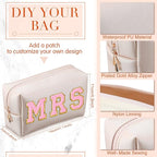 Sanwuta 9 Pcs Makeup Bags Bulk PU Double Zippers Cosmetic Bag Makeup Toiletry Christmas Small Pouch Portable Travel Organizers Case for Women Bridesmaid Party End of The Year(Ivory White)
