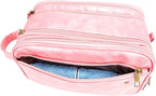Travel Toiletry Bag for Women, Large Hanging Toiletries Organizer Bags for Men, Cruise Ship Essentials, Water-resistant Shaving Case, PU Leather Makeup Accessories, Cosmetic Dopp Kit, Pink