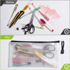 12 Pcs Plastic Mesh Pencil Pouch, Waterproof Tear-Resistant Document File Folders, Zipper Documents Pouch Document Organizer Bags for School Office Business Home Travel Storage(9.25×4.25Inch)