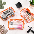 Weewooday 12 Pieces Clear Makeup Bags Cosmetic Storage Bags PVC Zipper Pouches Travel Waterproof Makeup Plastic Case for Women Organizing Toiletries Traveling Bathroom(Medium,Orange)