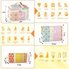 3Pc Cotton Quilted Makeup Bags for Women Large Small Coquette Floral Travel Cosmetic Bag Set Aesthetic Cute Flower Makeup Pouch Portable Toiletry Bag Puffy Essential Storage Organizer Bag
