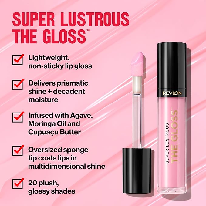 Revlon Super Lustrous Lip Gloss, Non-Sticky, Hydrating, High Shine Finish, 310 Choco Crush, 0.13 oz