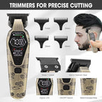 Professional Hair Clipper for Men - Cordless Clippers and Trimmers Set, Heavy-Duty Motor Hair Cutting Kits with LED Display, 7000RPM High-Power Motor, USB Charging, Gifts for Men, Bronze