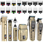 Professional Cordless Barber Clippers for Men - Hair Clippers Zero Gap T-Blade Trimmer Electric Foil Shaver and Nose Hair Trimmer Set, Hair Cutting Grooming Kit Ideal Gift for Men