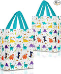 Nush Nush Dinosaur Gift Bag Medium Size – Set of 12 Dinosaur Goodie Bag With Handles, Reusable Gift Bags for Kids - For Dino Party Favors, Party Favor Bags for Kids Birthday - 8"x4"x 10" Size