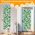 Window Privacy Film Stained Glass Window Film Frosted Window Film Window clings Non-Adhesive Reusable Decorative for Home Removable (Green Frosted, 17.5 X 78.7 in)