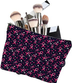Pink Ribbons Cosmetic Bag Mini Portable Travel Toiletry Bag Organizer Makeup Brushes Aesthetic Accessories Waterproof Storage Bag for Women