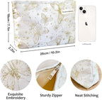 STARDW Aesthetic Floral Makeup Bag Cute Small Cosmetic Bags for Women Girls, Travel Toiletry Bag Large Capacity Zipper Makeup Pouch, Purse Organizer Pouches (Butterfly White)