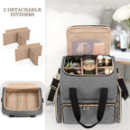 LUXJA Large Travel Makeup Bag with 3 Removable Cases, Cosmetic Bag with Detachable Dividers (Patent Pending), Gray