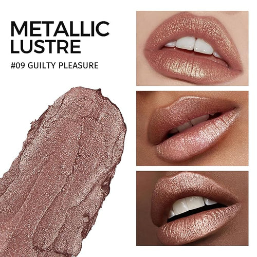 Anglicolor Glitter Brown Lipstick,High Impact Lipcolor,Lightweight Hydrating Formula Smooth and Non-Sticky,Metallic Lipstick For Women,Full-Coverage Lip Color (09 GUILTY PLEASURE, 4g)