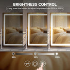 Hasipu Vanity Mirror with Lights, 23.6" x 18.1" LED Makeup Mirror, Light up Mirror with Smart Touch 3 Colors Dimmable, Brightness Adjustment, 360° Rotation (White)