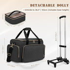 LUXJA Rolling Makeup Case with 3 Removable Pouches and 1 Makeup Brush Bag, Large Makeup Bag Cosmetic Bag with Detachable Dolly (Patented), Black