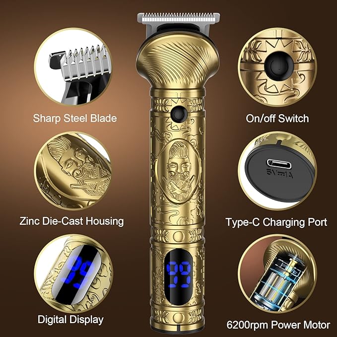 Beard Trimmer Kit for Men - Professional 6 in 1 Hair Clipper Trimmer, Cordless Multi Groomer, Mens Grooming Kit for Beard, Face, Body Nose Hair Facial, Electric Razor as Gifts for Him