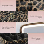 Travel Makeup Bag with LED Lighted Mirror, Cosmetic Makeup Organizer Bag with 3 Color Setting, Makeup Train Case with Adjustable Dividers for Women Makeup Brushes Jewelry Accessories