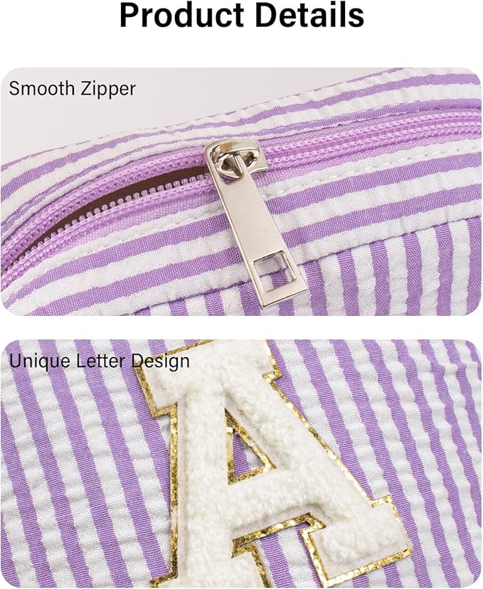 LETGO Travel Makeup Bag for Girls, Initial Makeup Bag | Small Makeup Bag | Teen Girl Gifts for Teenage | Birthday Gifts for Women | Unique Gifts for Girls | Car Organizer