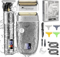 RESUXI Hair Clippers for Men & Electric Razor Shavers Set,Cordless Hair/Beard Trimmers Grooming Kit,Hair Liners Clippers for Hair Cutting Barbers Supplies,LCD Display 2 Foil Head