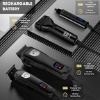 Karrte Professional Hair Clippers and Trimmer Set for Men, T-Shaper Trimmer & Foil Shaver, Nose & Ear Hair Trimmer, Cordless Clippers and Grooming Set, Hair Cutting Kit with LED Display Black