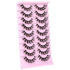 ALPHONSE Russian Lashes Clear Band False Eyelashes Natural Look D-Curly Fake Lashes Russian Strip Faux Mink Eyelashes 9 Pairs Pack